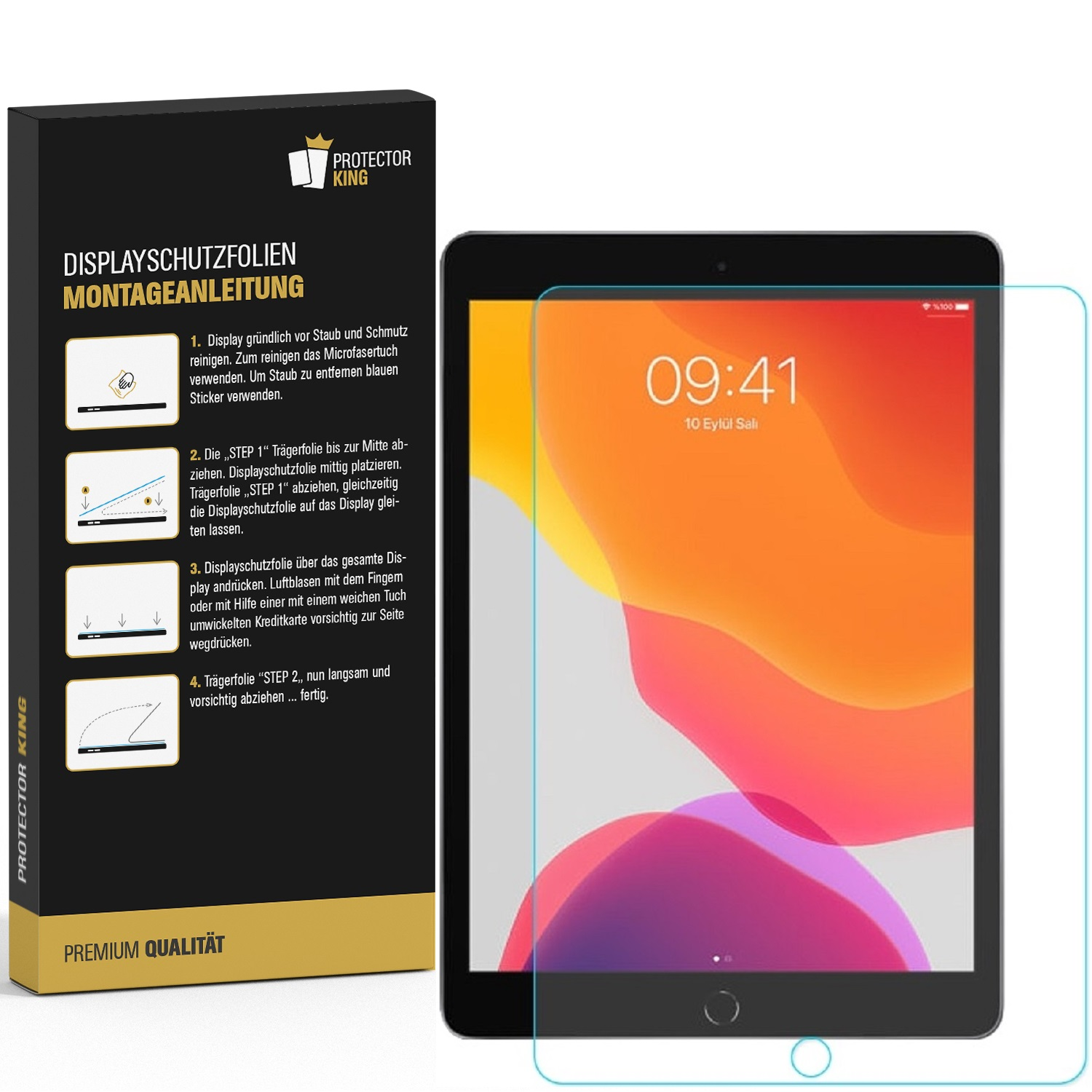 PROTECTORKING 3x 9. 2019/ Generation Generation Displayschutzfolie(für Apple KLAR 2020/ 8. ANTI-SHOCK Panzerfolie HD Generation iPad 10.2(7. Schutzfolie 2021))