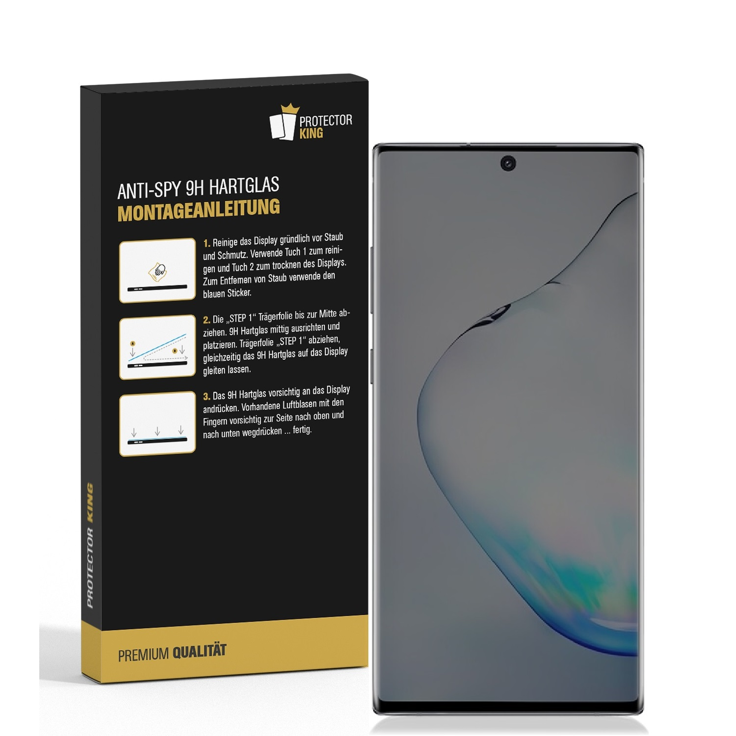 9H PROTECTORKING Galaxy 10 ANTI-SPY Plus) 2x CURVED Hartglas Note Displayschutzfolie(für FULL Samsung Schutzglas