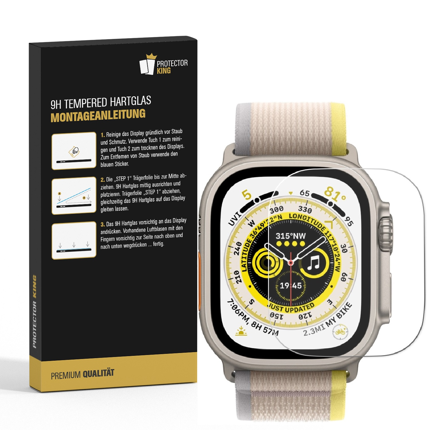 Echtes 9H Tempered KLAR 3x Ultra PROTECTORKING HD Displayschutzfolie(für 49mm) Apple Schutzglas Watch Hartglas