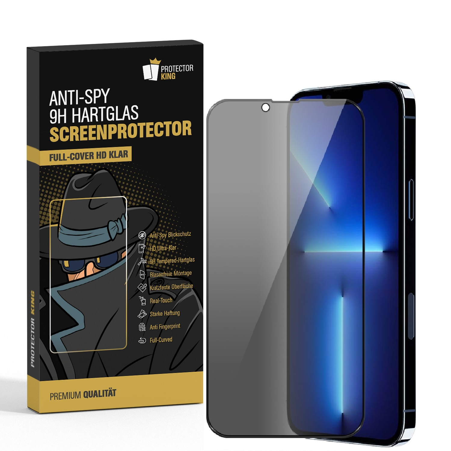 Privacy Displayschutzfolie(für 9H Apple ANTI-SPY Schutzglas 13) FULL 2x PROTECTORKING iPhone COVER