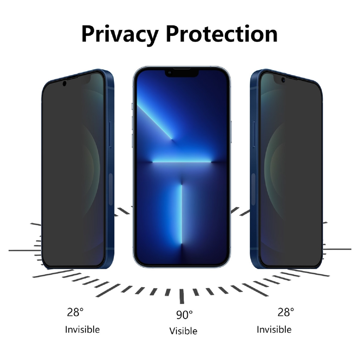 PROTECTORKING 1x 13 9H Privacy Schutzglas Displayschutzfolie(für COVER FULL Pro ANTI-SPY Apple Max) iPhone