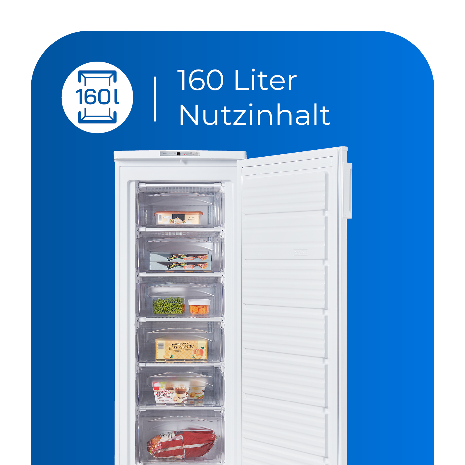 EXQUISIT GS235-HE-040E weiss Gefrierschrank 160 188,00 kWh/Jahr, (E, 1420 mm l, hoch)