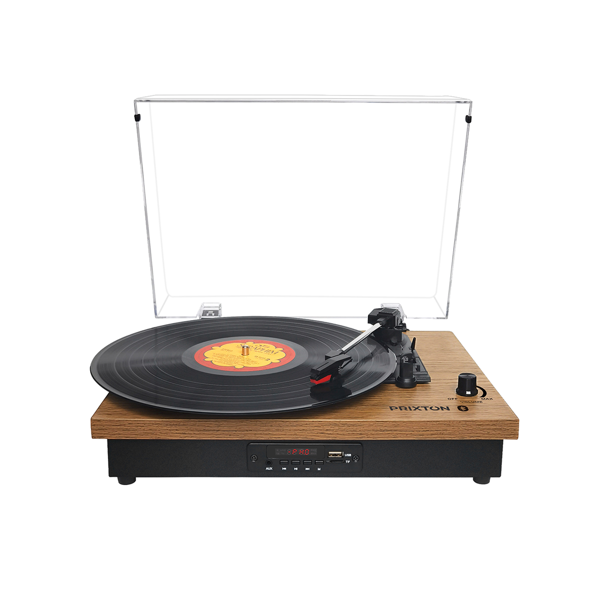 Studio Vinyl-Plattenspieler Holz PRIXTON Vinyl, Bluetooth, SD.Karte, UKW-Radio, Jack3.5mm,