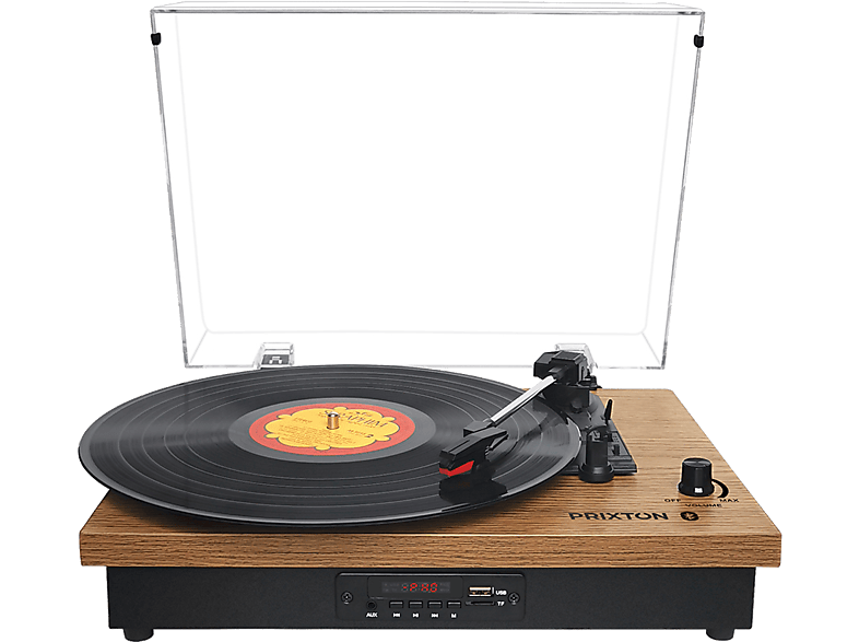 Studio Vinyl-Plattenspieler Holz PRIXTON Vinyl, Bluetooth, SD.Karte, UKW-Radio, Jack3.5mm,