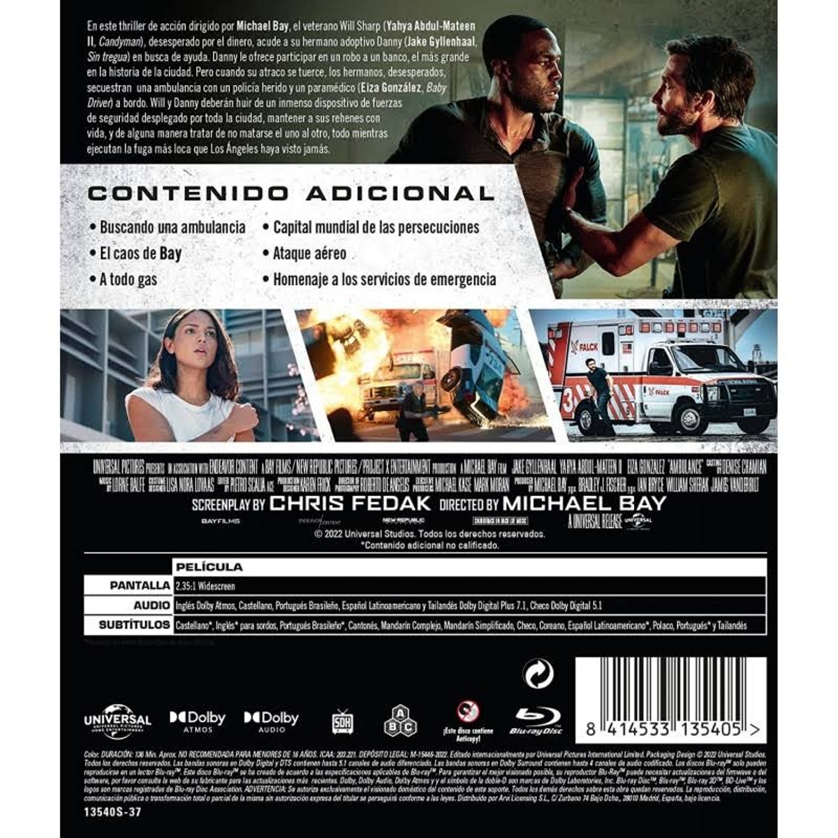 Contraportada de Blu-ray, texto e imágenes sobre la película.