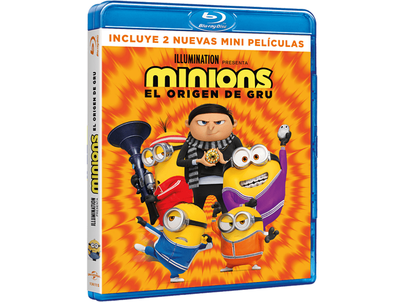 Caja Blu-ray con personajes de Minions en la portada, en un diseño amarillo y naranja.