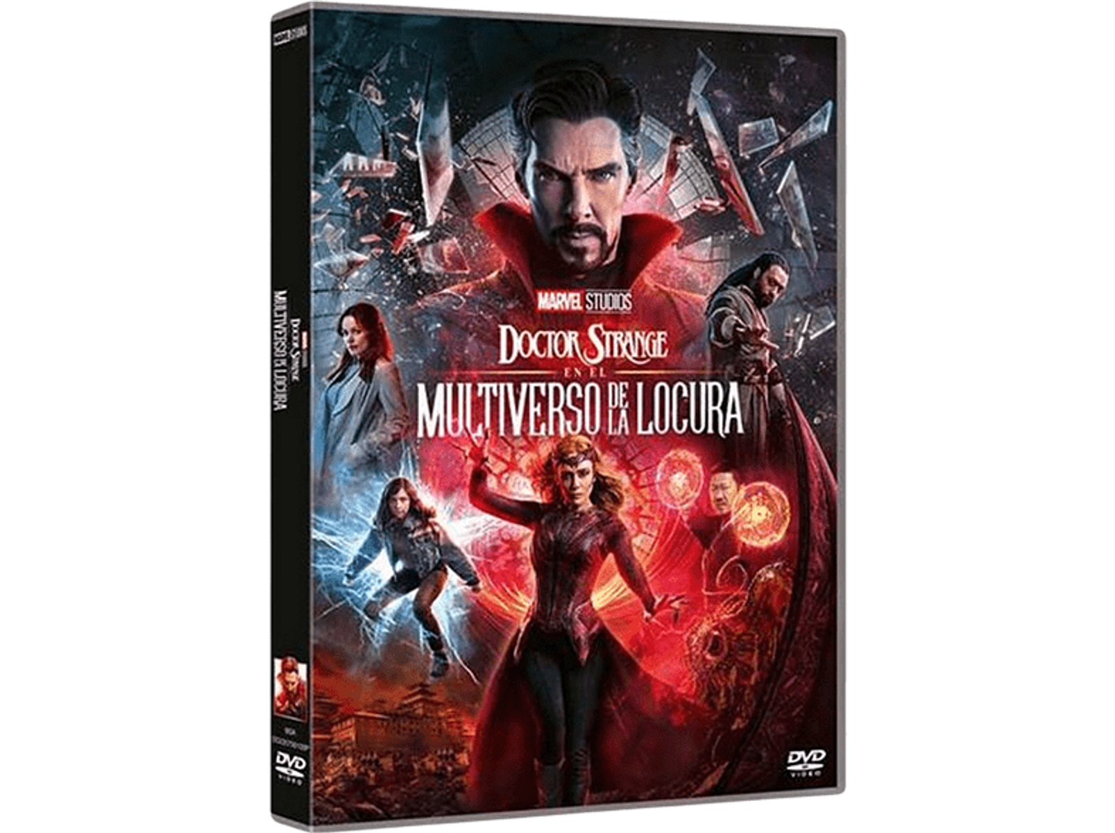 Caja de DVD de la película Doctor Strange. Presenta personajes, título en español y un logo de DVD.