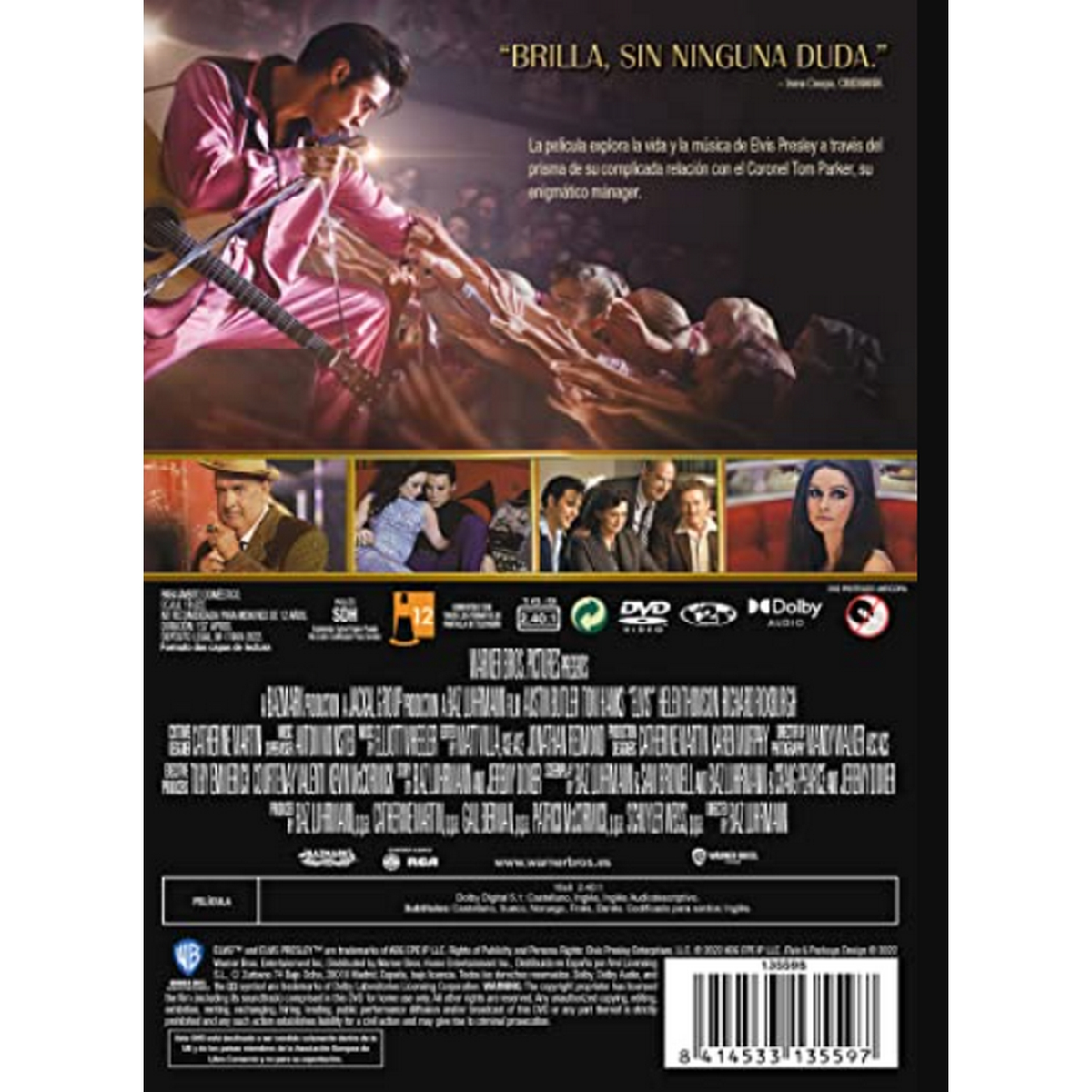 La parte trasera de la caja de la película muestra a Elvis cantando. Fotos de la película abajo.
