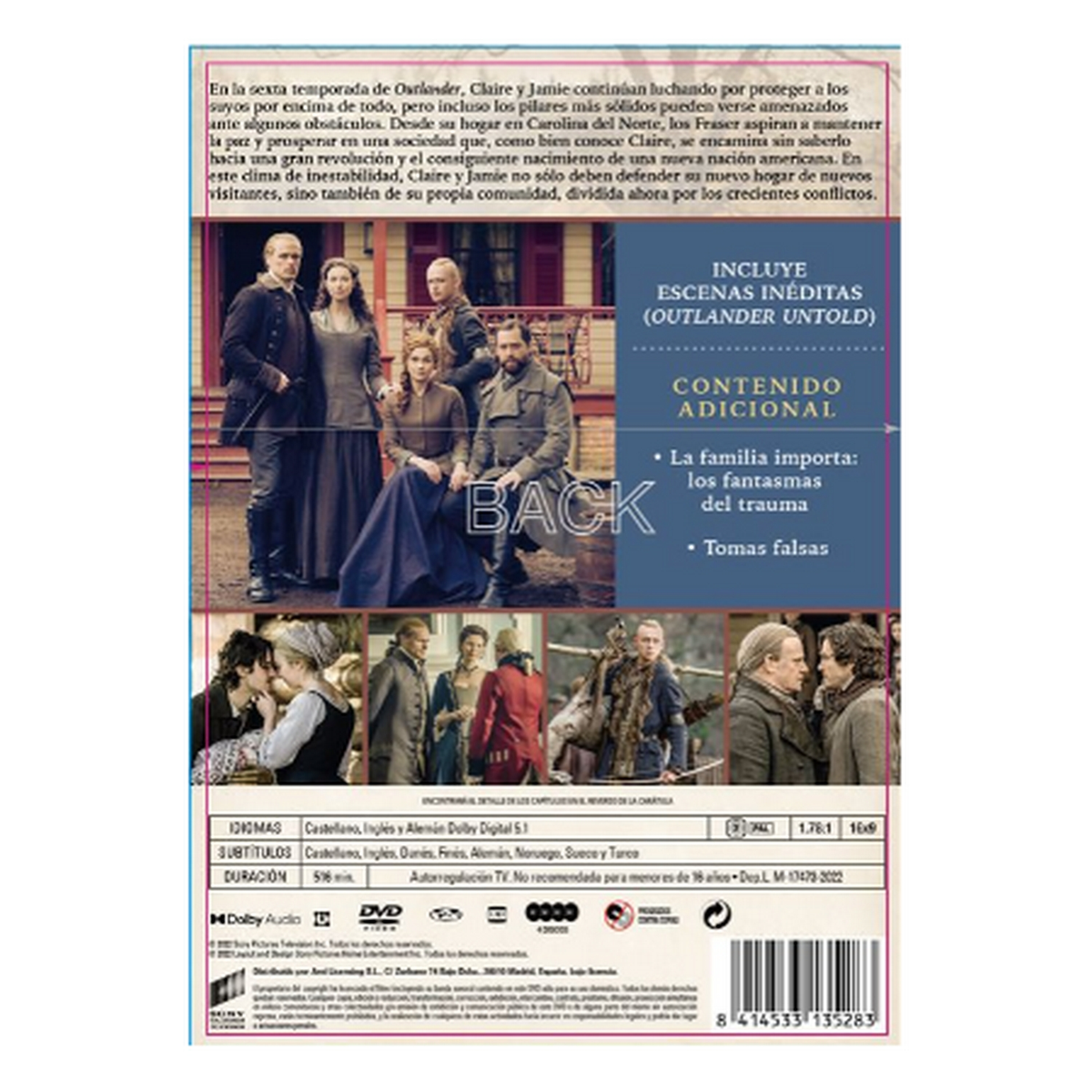 Contraportada de un DVD con imágenes de personas, texto y logotipos. Principalmente en español.