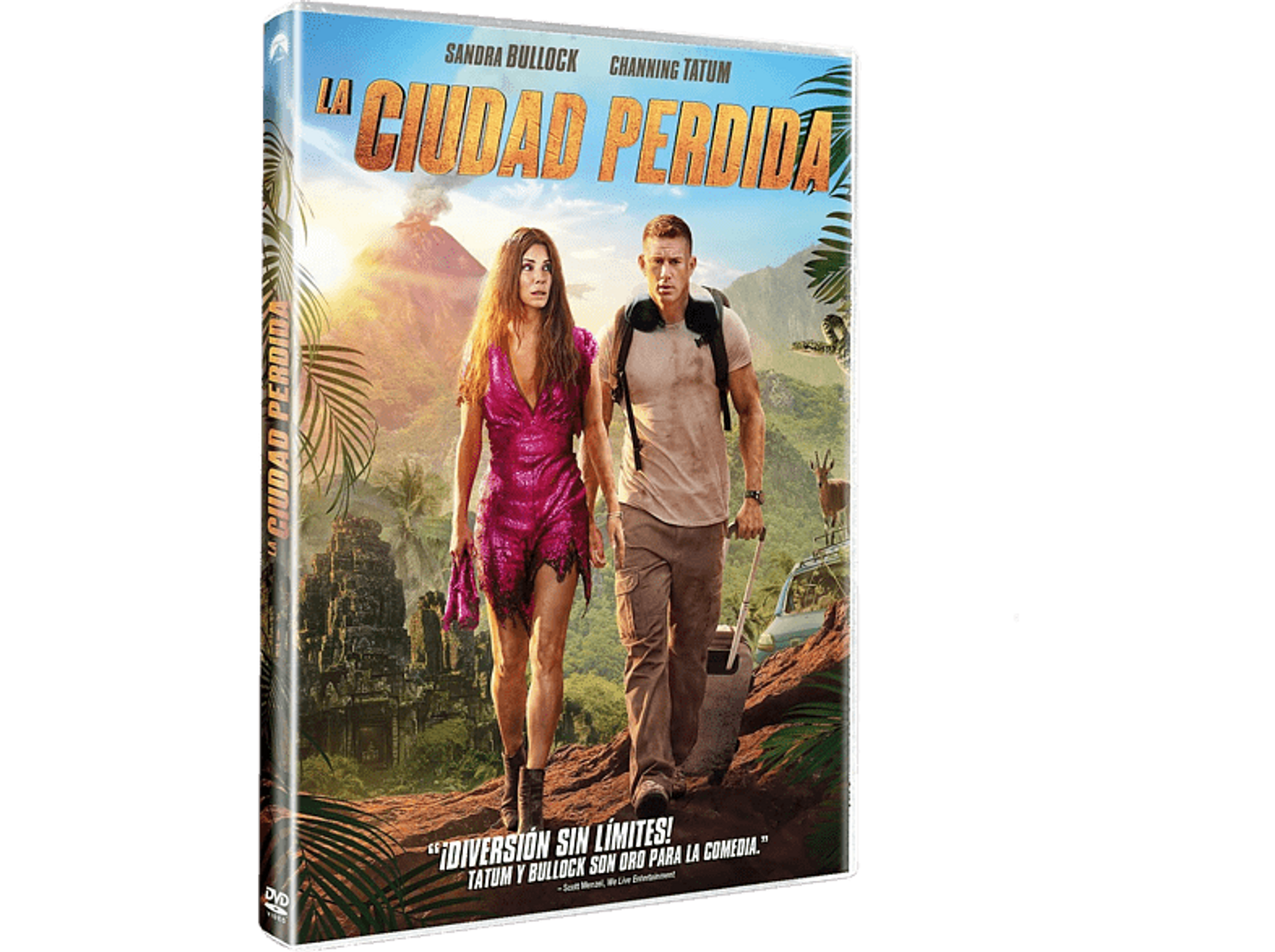 Estuche de DVD con Sandra Bullock y Channing Tatum en la portada. Título: La Ciudad Perdida.