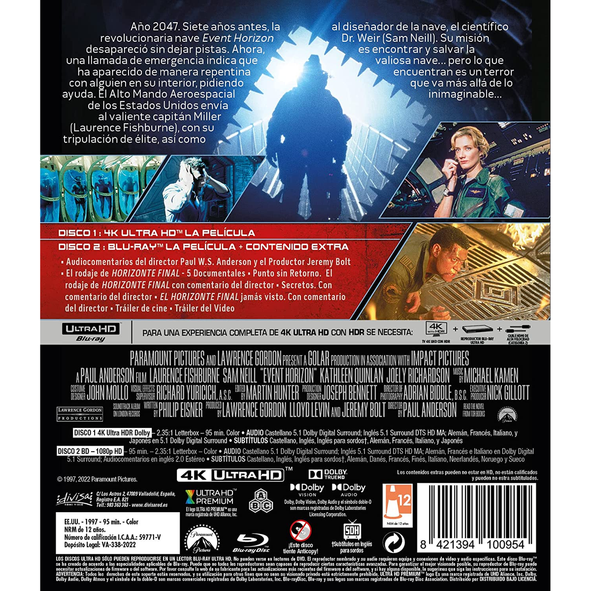 Portada de DVD. Una mujer uniformada y una nave espacial son el foco. El título está en español.