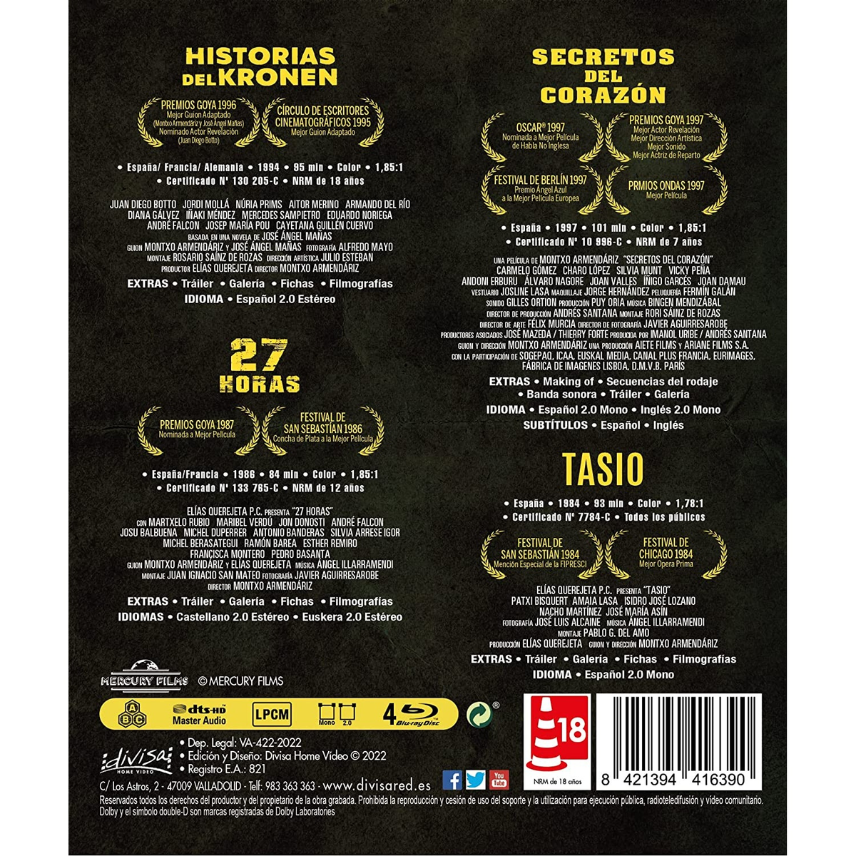 Caja de DVD con texto e imágenes sobre películas españolas.