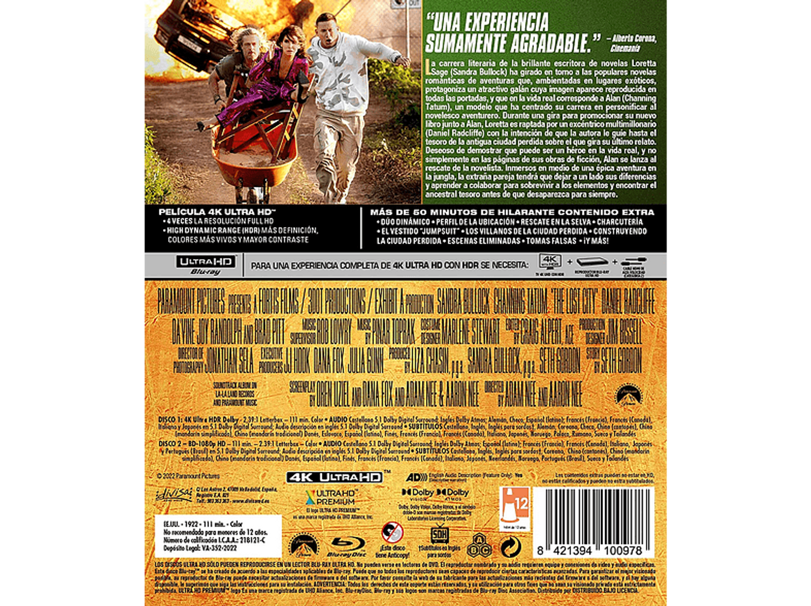 Contraportada de una película. Texto, imágenes de accidente de coche, gente. Texto en español.