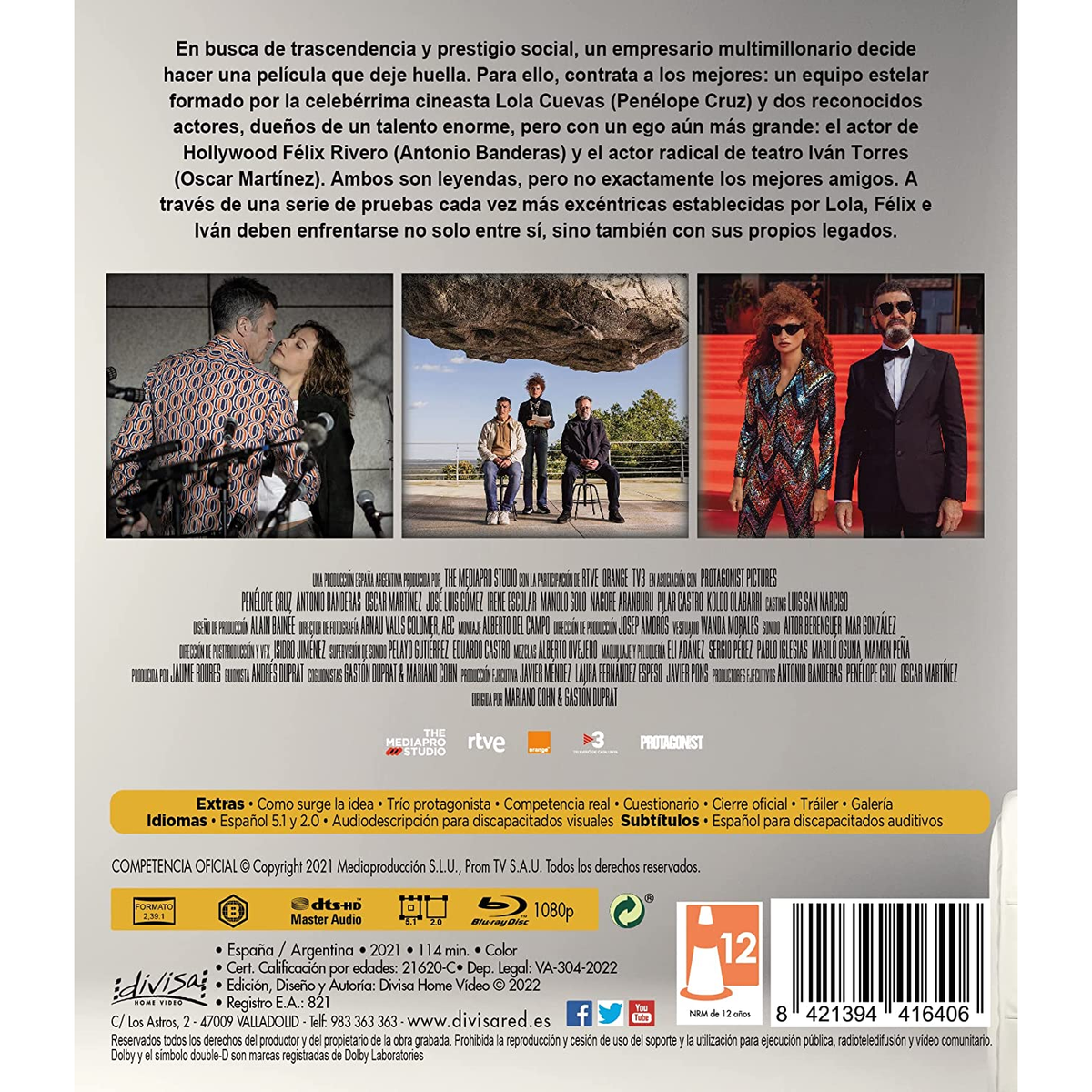 Una carátula de DVD de película con texto e imágenes de la película.