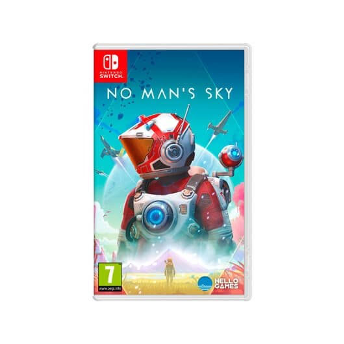 Obudowa gry: Kosmonauta na okładce z tytułem No Man's Sky.