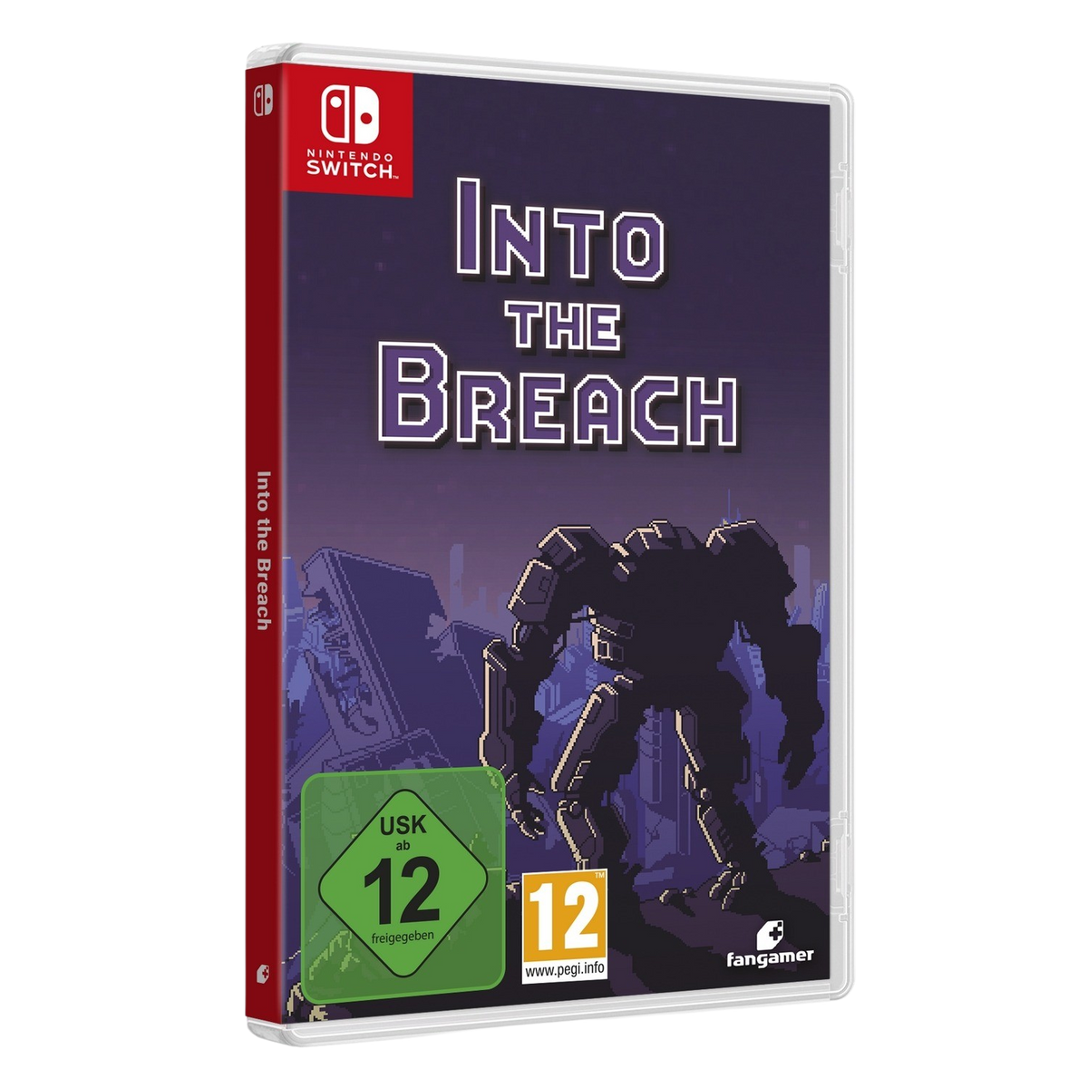 Okładka gry Into the Breach. Zawiera robota i tytuł gry.