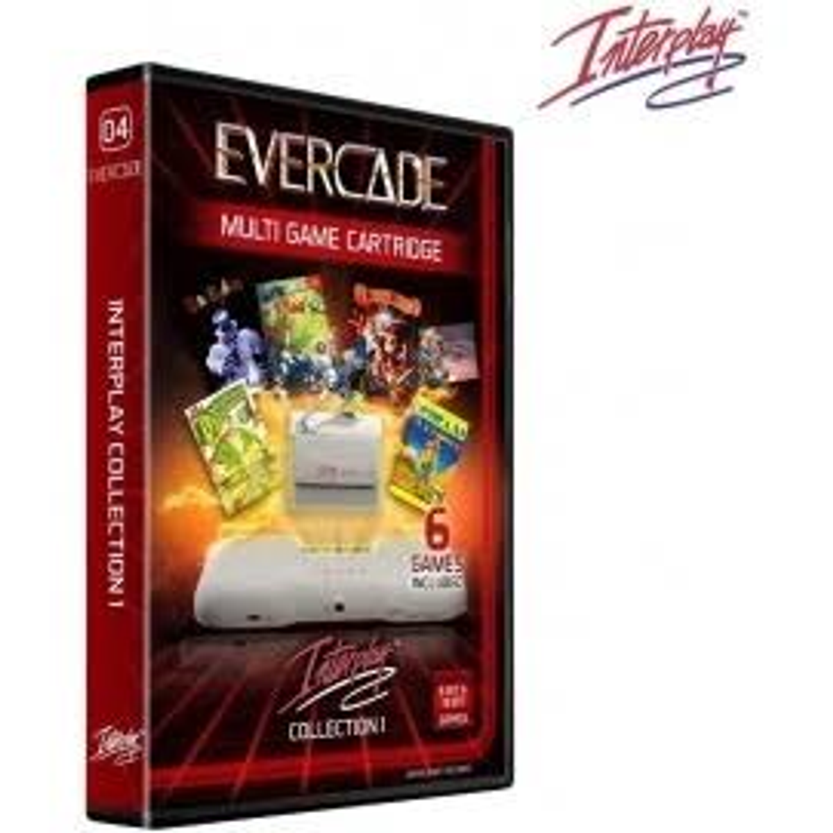 Scatola della cartuccia multi gioco Evercade. Presenta la cartuccia e varie copertine di giochi.