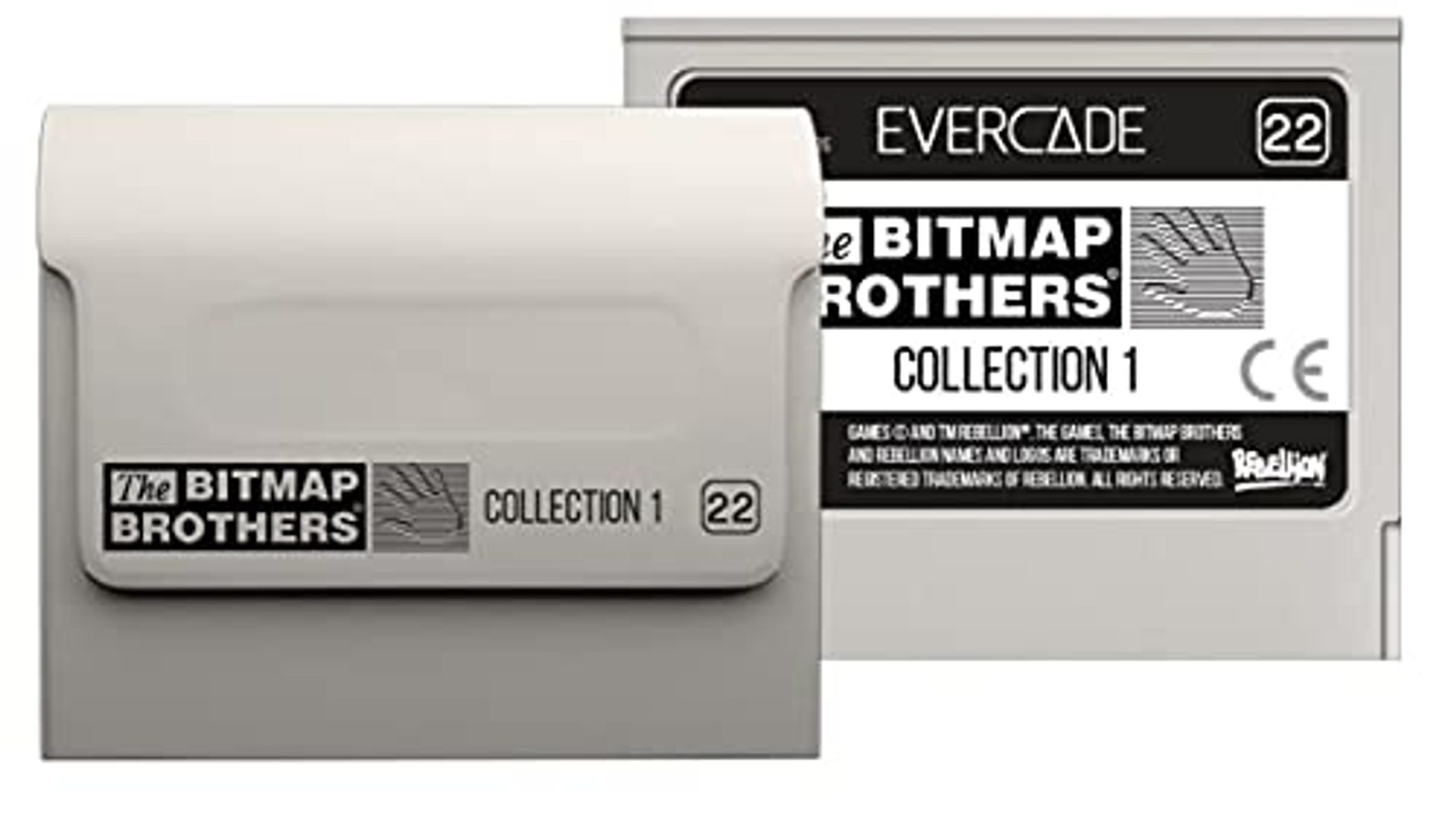 Karta Evercade z etykietą gry, pokazująca The Bitmap Brothers Collection 1.
