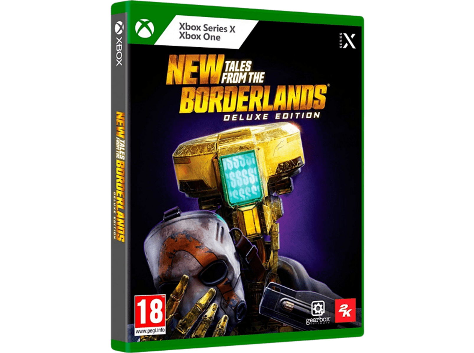 Pudełko z grą New Tales From The Borderlands. Postać robota na okładce z maską czaszki.