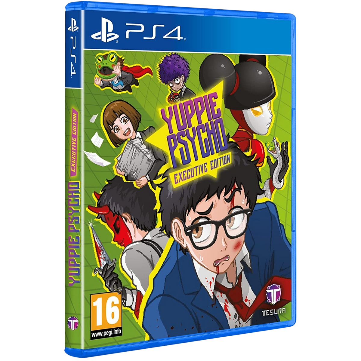 Copertina del gioco Yuppie Psycho Executive Edition. È presente una persona con un coltello.