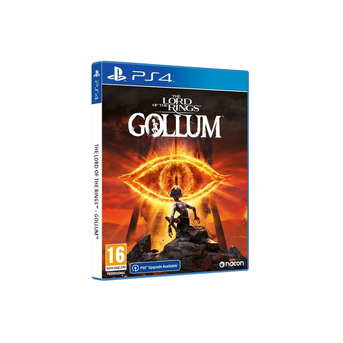 Portada del juego El Señor de los Anillos: Gollum. Gollum frente a un ojo de fuego.