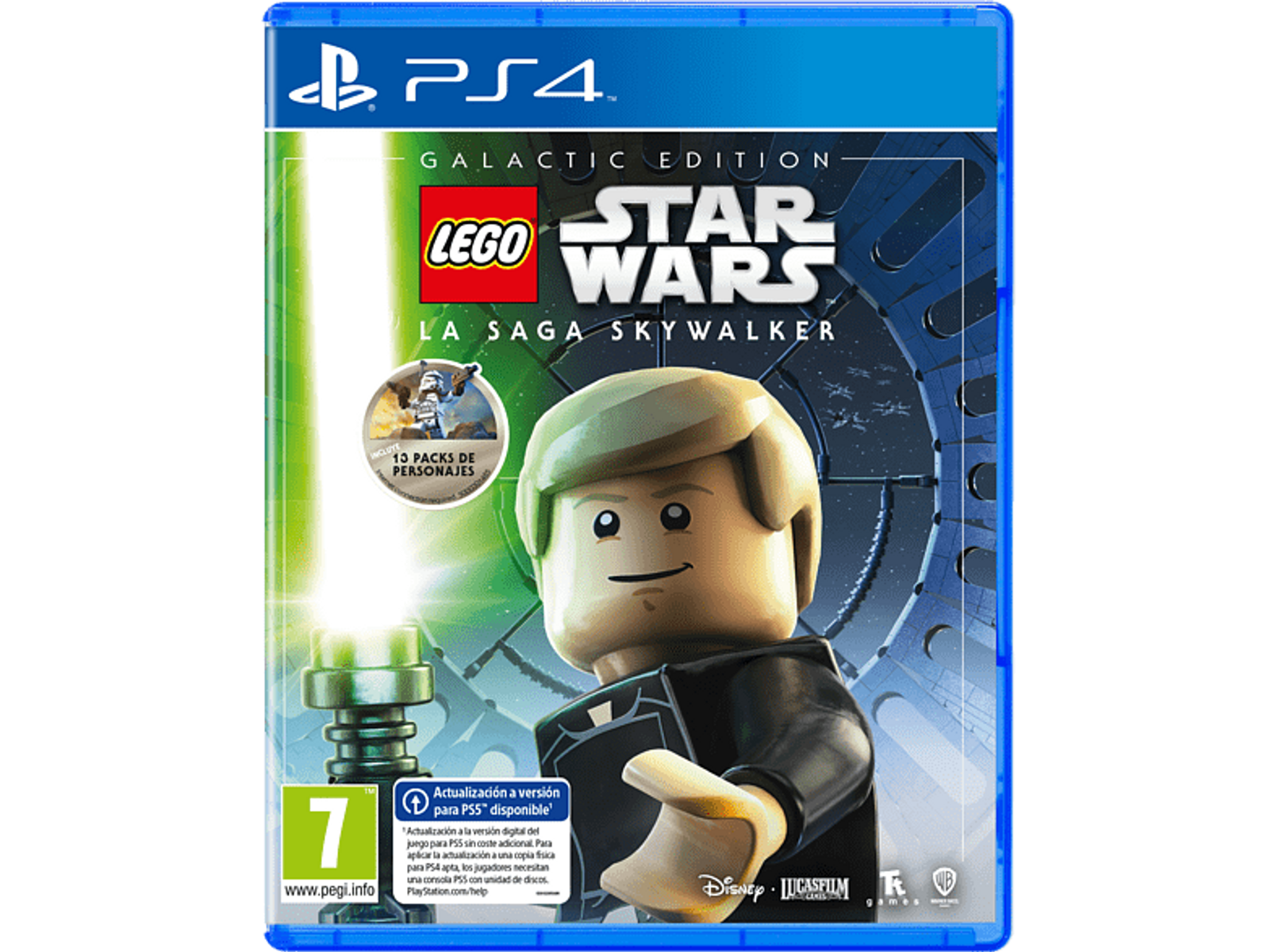 Portada del juego para PS4 de Lego Star Wars: The Skywalker Saga con una figura de Lego Luke Skywalker.