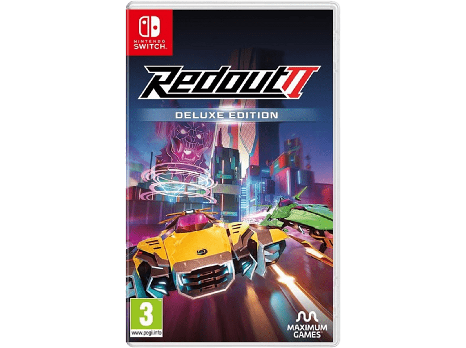 Scatola del gioco Nintendo Switch, titolo 'Redout 2', auto da corsa su pista futuristica, colori vivaci, edizione deluxe.