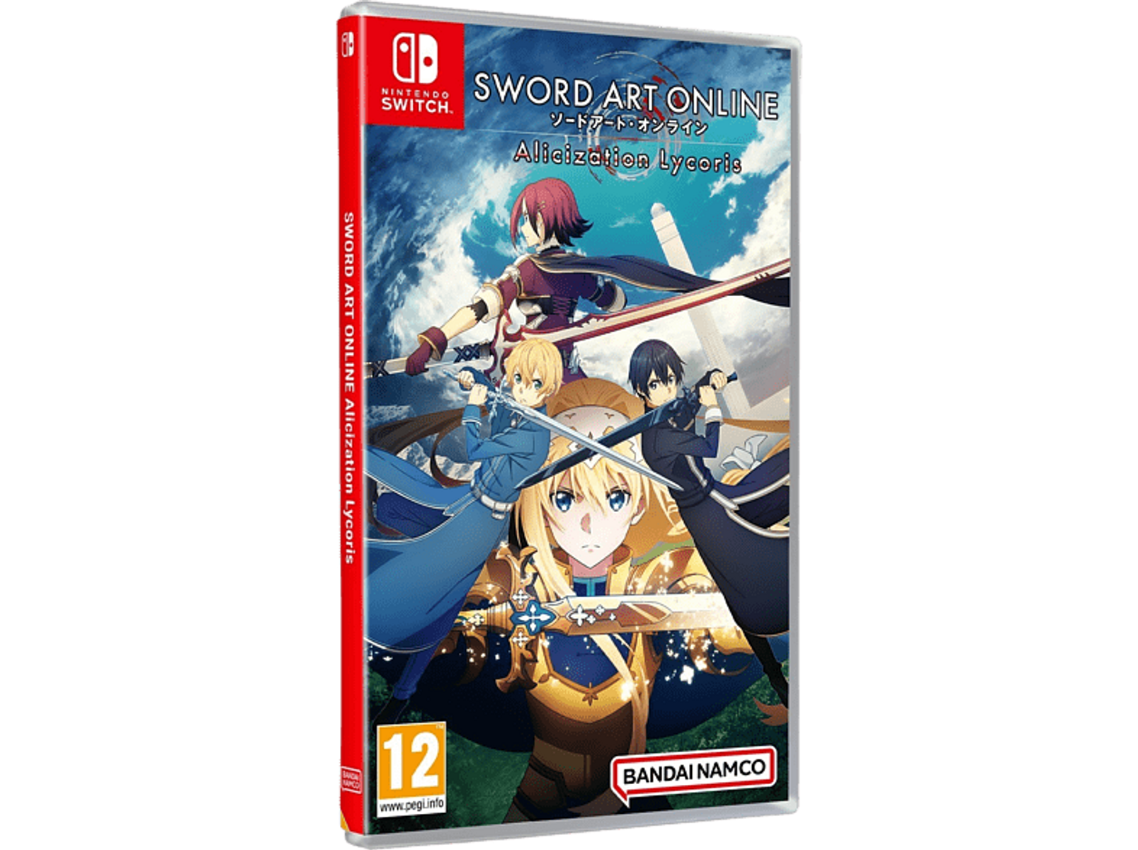 Custodia del gioco Sword Art Online Alicization Lycoris, con personaggi. Logo Nintendo Switch presente.