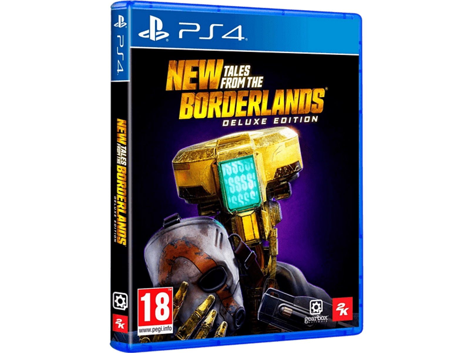 Portada del juego 'New Tales From The Borderlands'. Muestra una cabeza de robot. Logotipo de PS4.