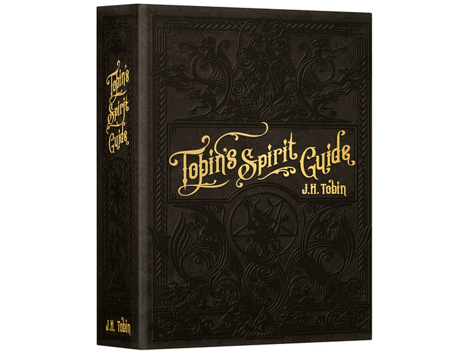 Ein Buchcover mit dem Titel Tobin's Spirit Guide in goldenen Buchstaben auf schwarzem Hintergrund.