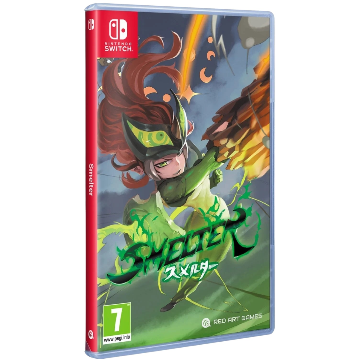 Copertina del gioco 'Smelter' con personaggio femminile in armatura e titolo del gioco.