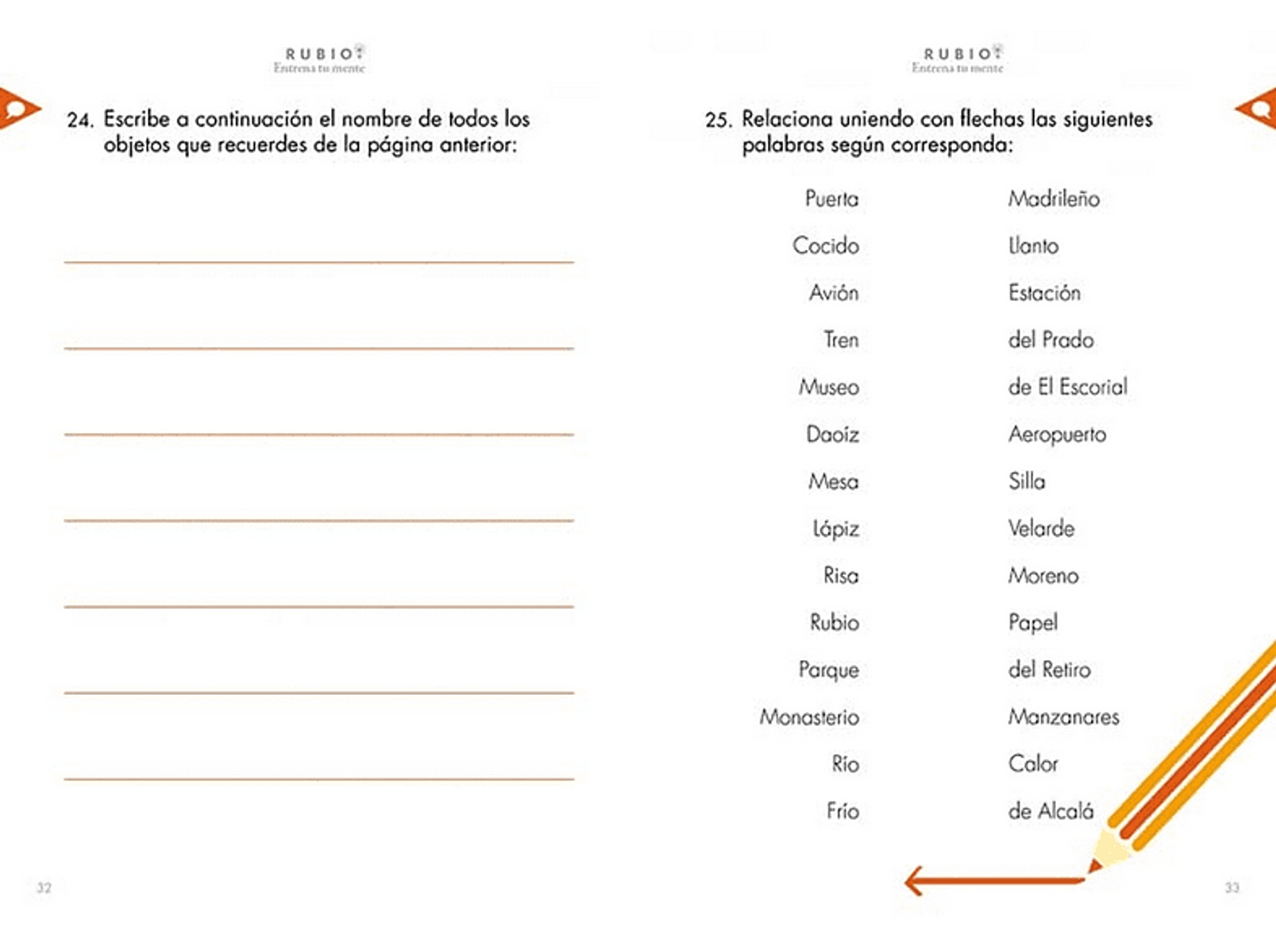 Una hoja de trabajo con texto en español, que incluye preguntas y una lista de palabras para relacionar.