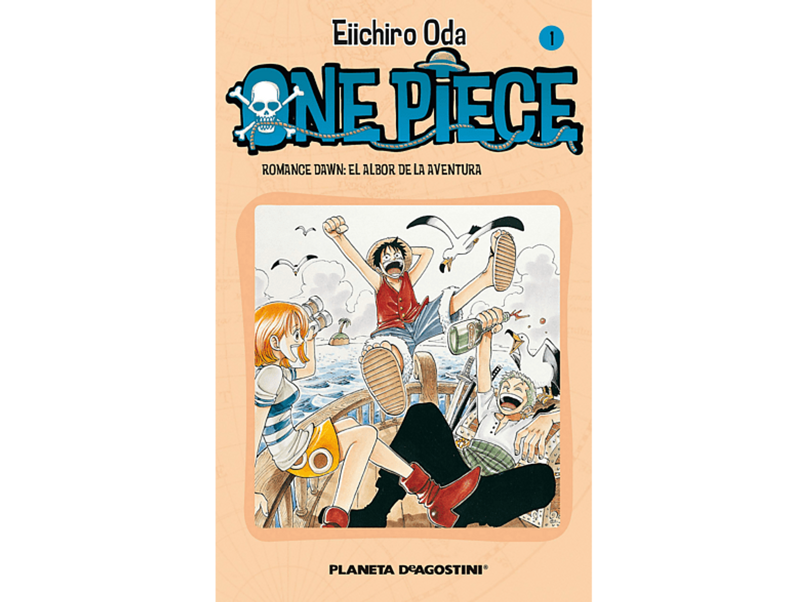 Portada de cómic con temática pirata. Personajes en un barco con fondo de cielo azul.