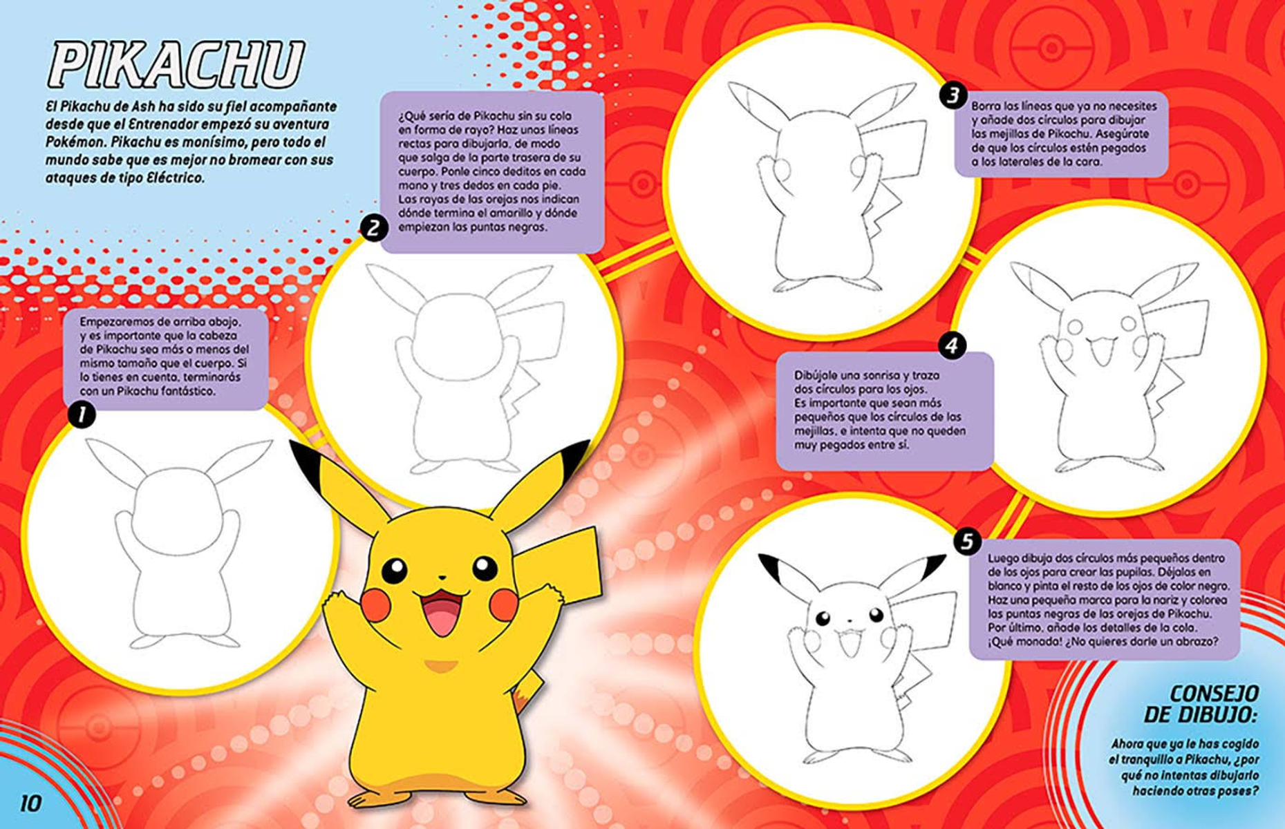 Guía ilustrada: Instrucciones paso a paso para dibujar a Pikachu con imagen de Pikachu.