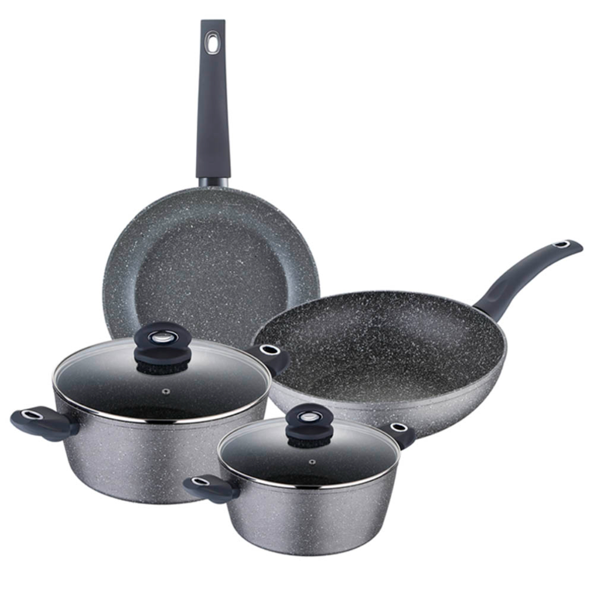 San Ignacio Set 6pc batería de cocina aluminio forjado orion gris bergner bg8527mbg