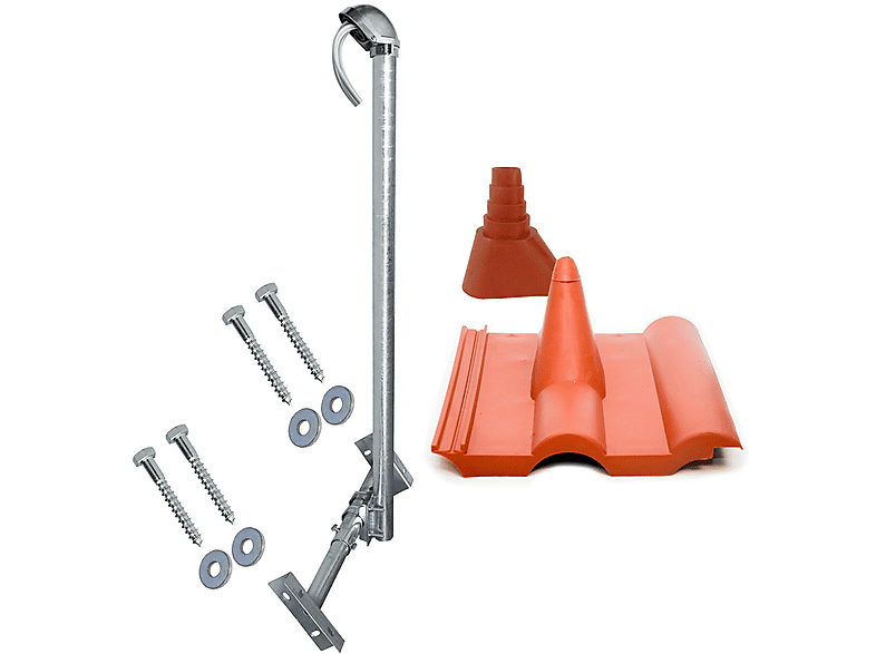 BASIC Silber 120cm Frankfurter Dachsparrenhalterung, rot Teleskop-Dachsparrenhalter Set X120-48F Mast PREMIUMX SAT 48mm