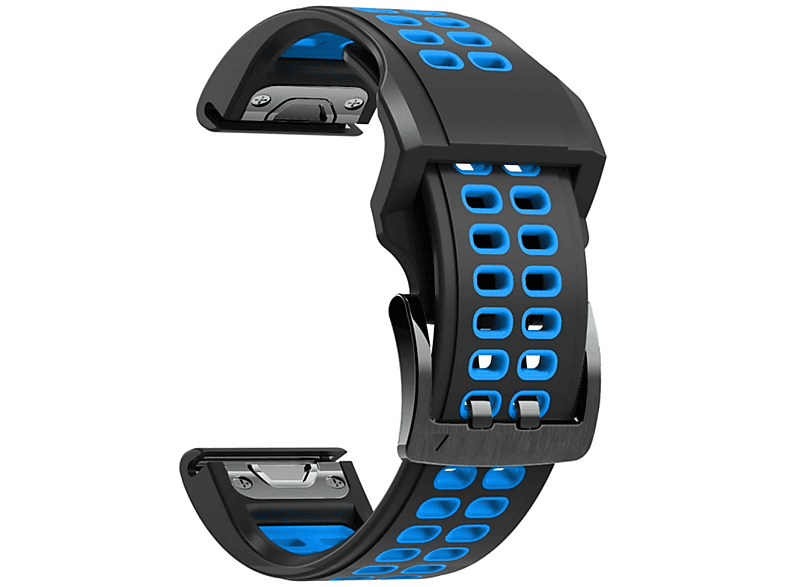 INF Uhrarmband, Ersatzarmband, Garmin, Fenix7/6/5 Uhren (22mm), Schwarz + Blau