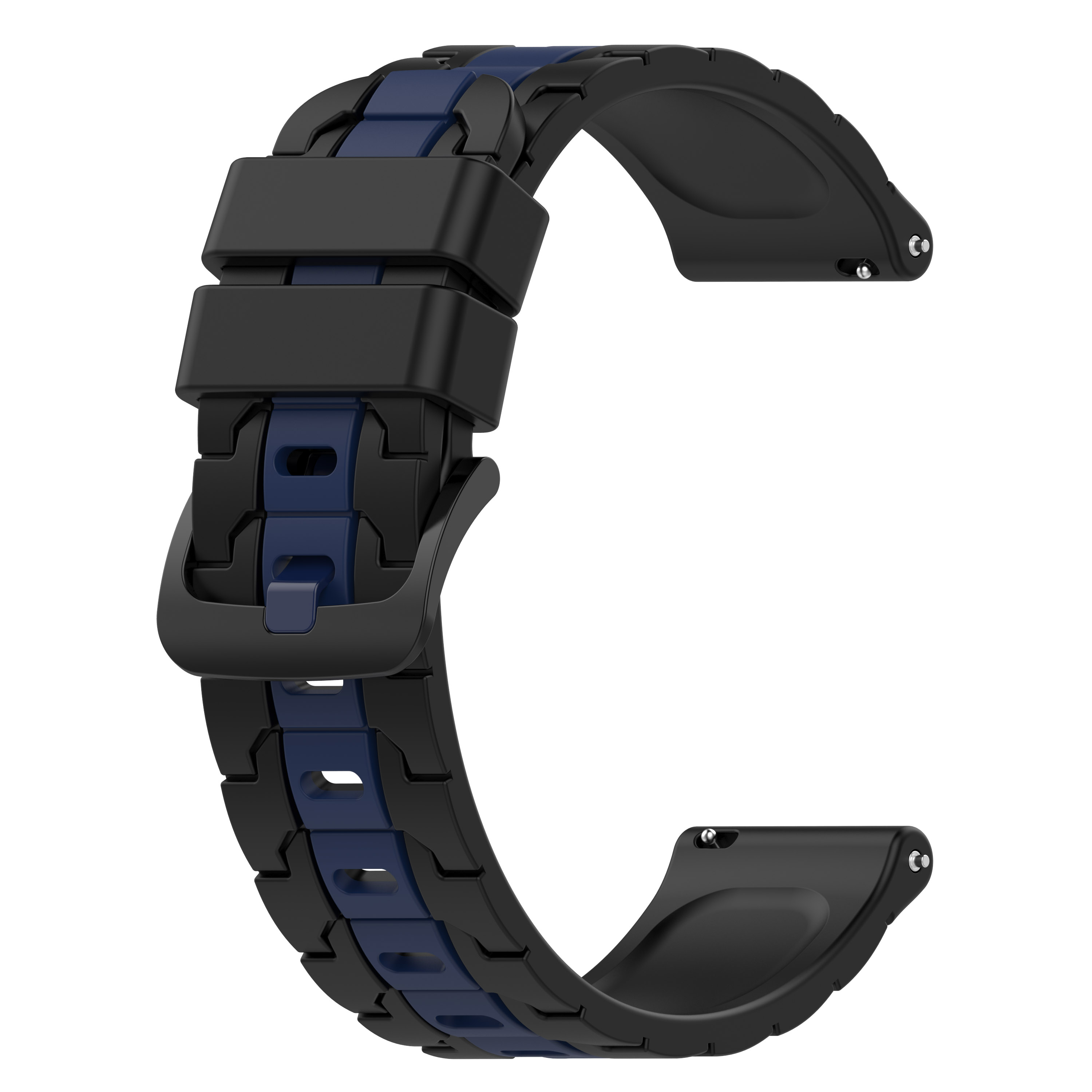 INF Uhrenarmband Silikon schwarz/blau 22 universal, universal, Schwarz/Blau Ersatzarmband, mm