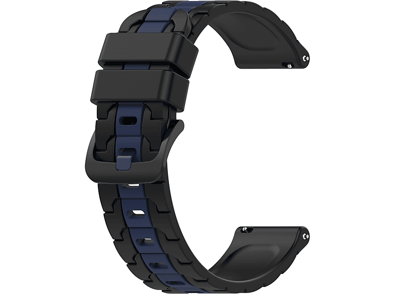 INF Uhrenarmband Silikon schwarz/blau 22 mm, universal, Schwarz/Blau universal, Ersatzarmband