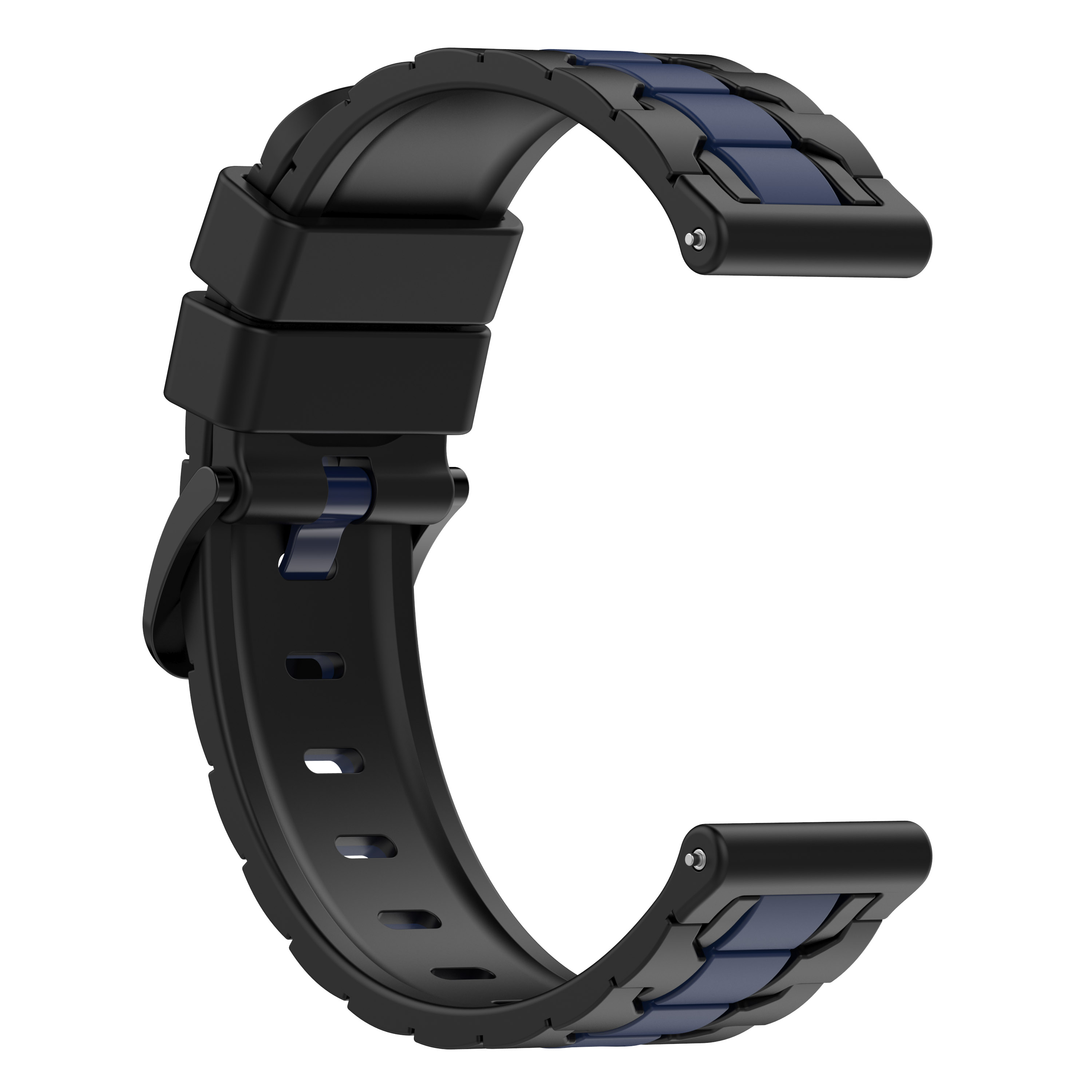 INF Uhrenarmband Silikon schwarz/blau Ersatzarmband, universal, Schwarz/Blau mm, 22 universal