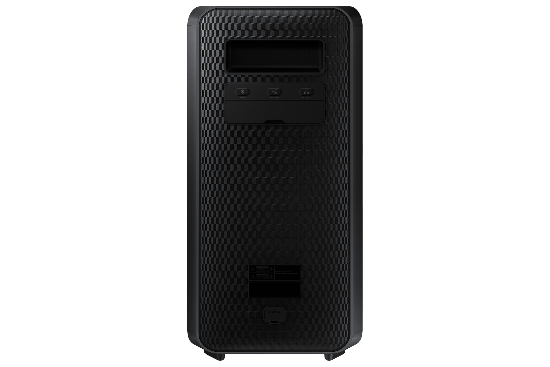Un dispositivo rectangular negro, probablemente un altavoz o dispositivo inteligente.