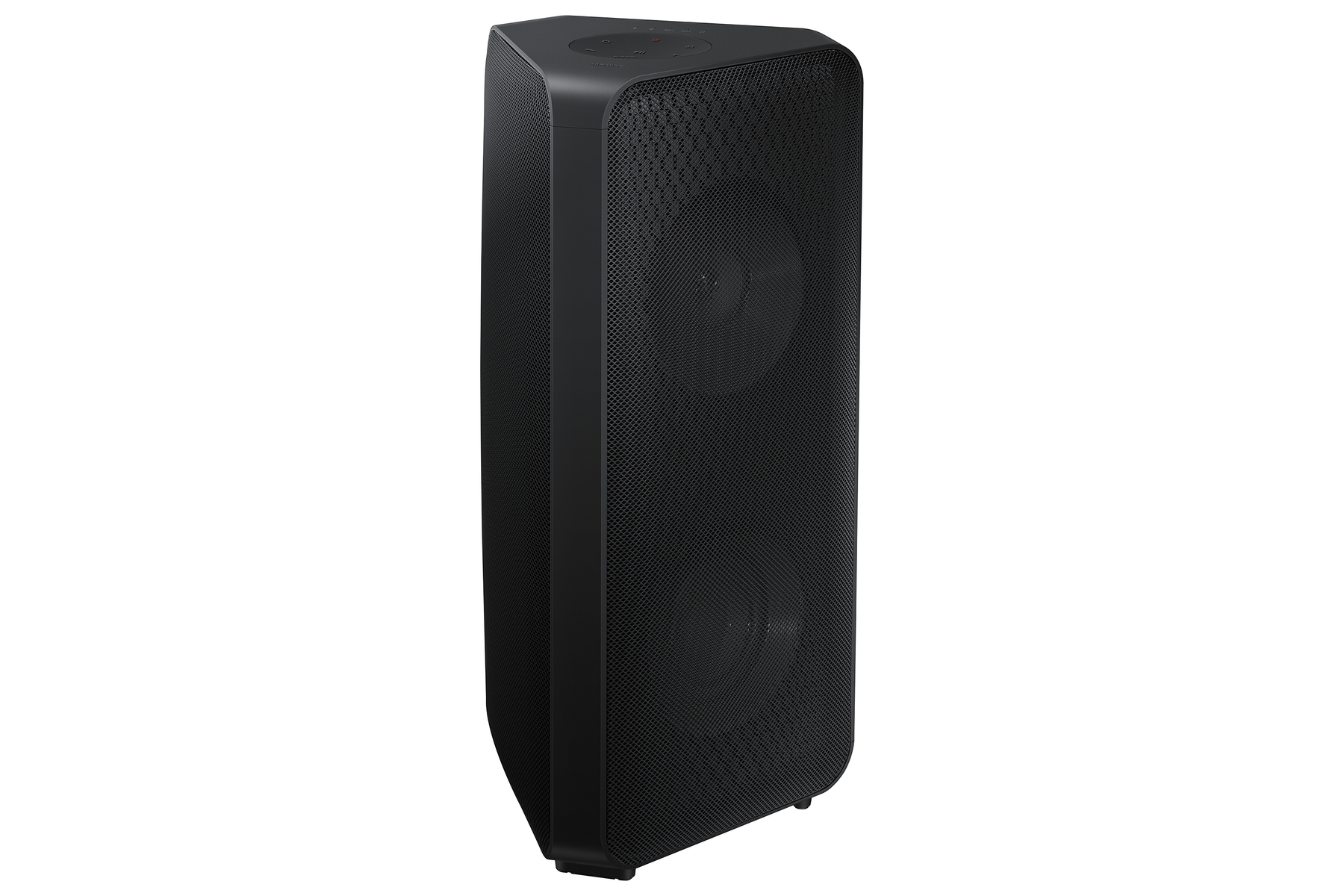 Un altavoz rectangular negro con una parte superior triangular.