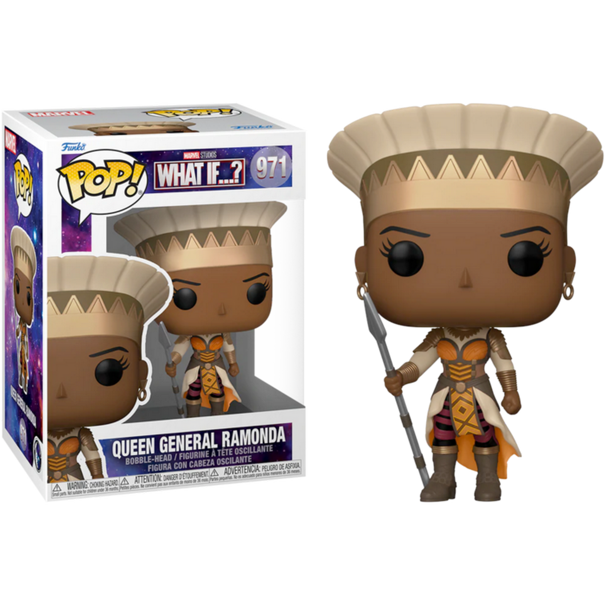 Eine Funko Pop Figur von Queen General Ramonda aus Marvels What If...?