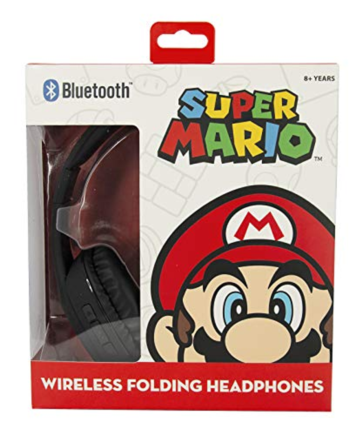 Super Mario kabellose faltbare Kopfhörerbox. Marios Gesicht, rote und weiße Farben.