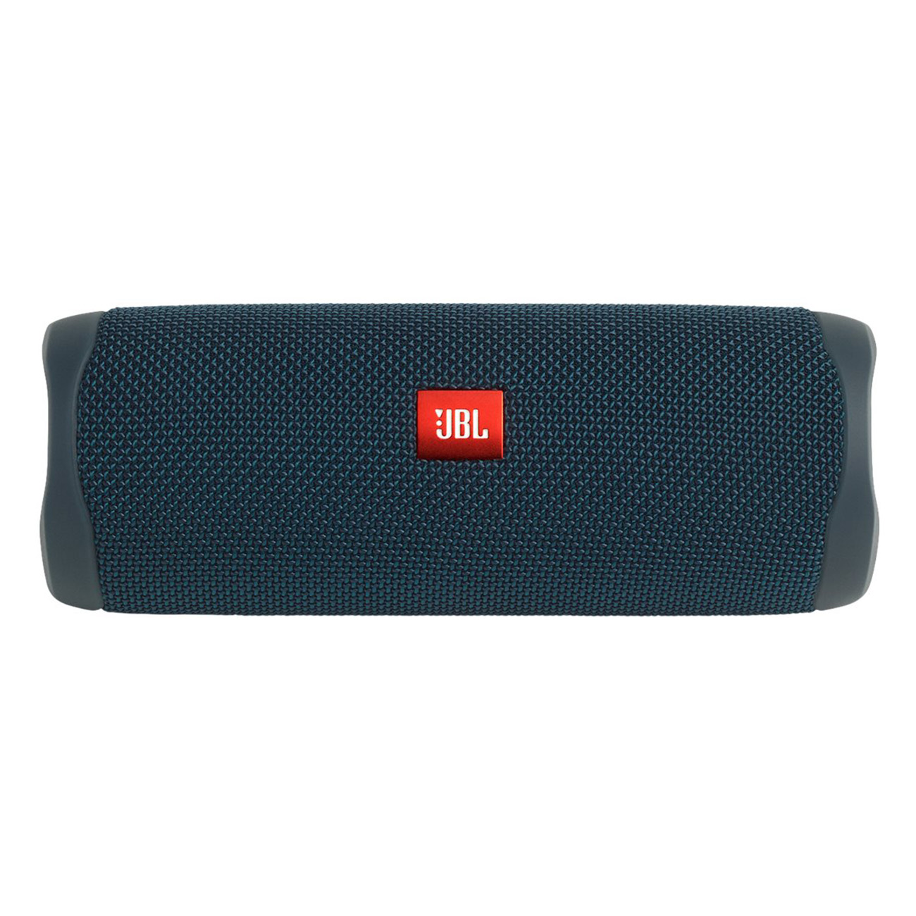 Niebieski głośnik JBL z czerwonym logo JBL na białym tle.