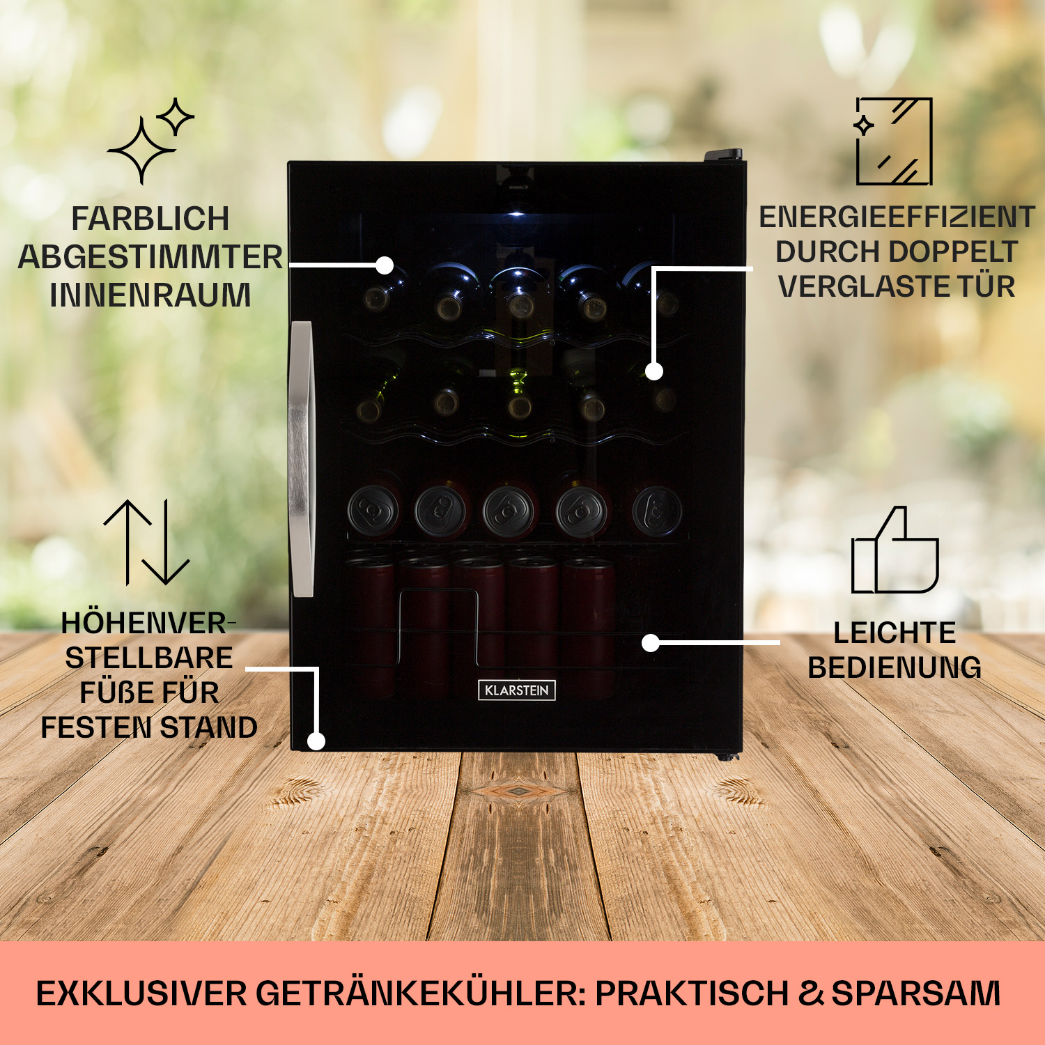 KLARSTEIN Beersafe XL Mini-Kühlschrank (EEK D, Onyx)