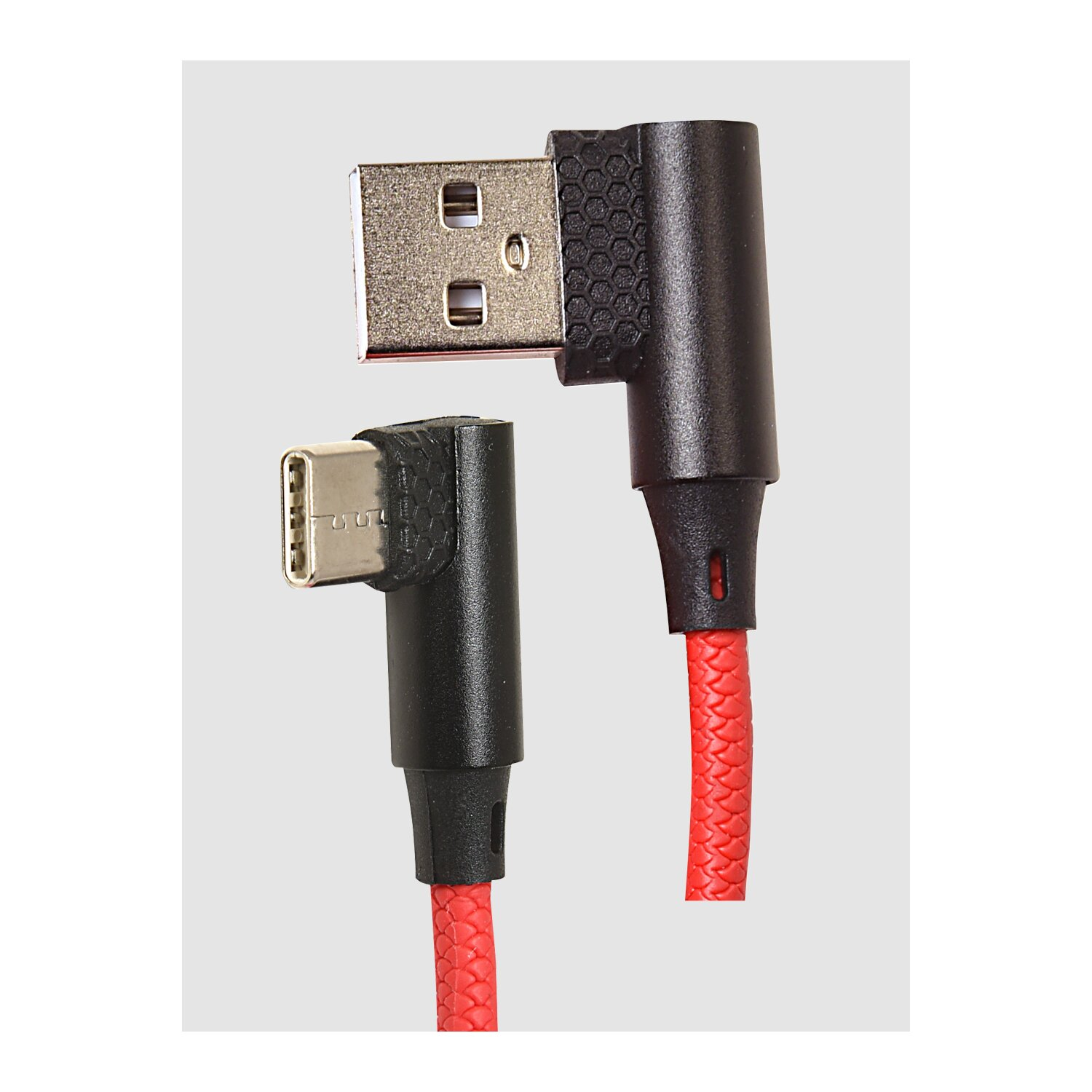 HEITECH 90 Grad Ladekabel, Typ-C Nylon USB-C abgewinkelt für Winkel Smartphones Kabel rot, Rot