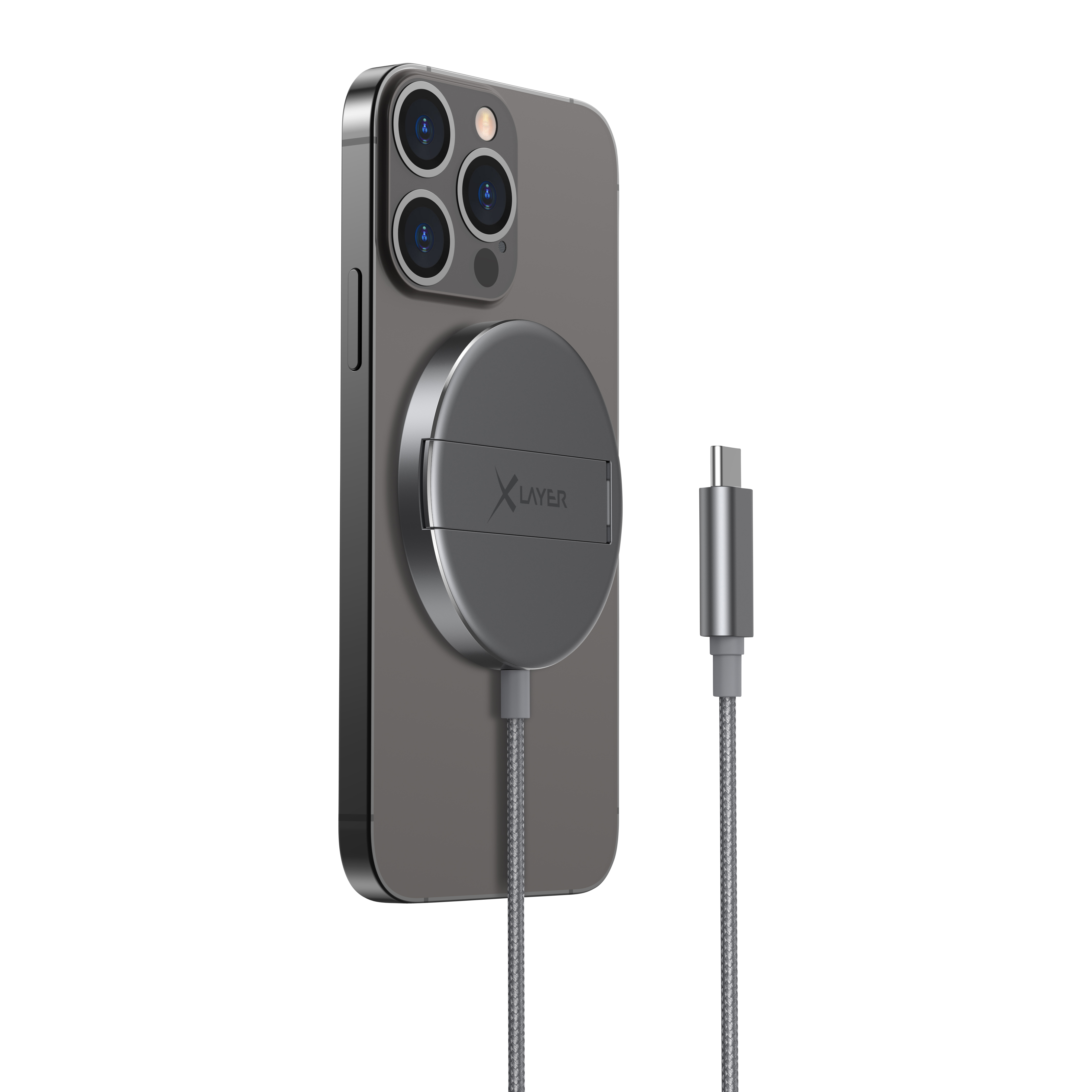XLAYER MagFix Pro Magsafe StandBy iOS 17 Ladegerät Apple, Spacegrey