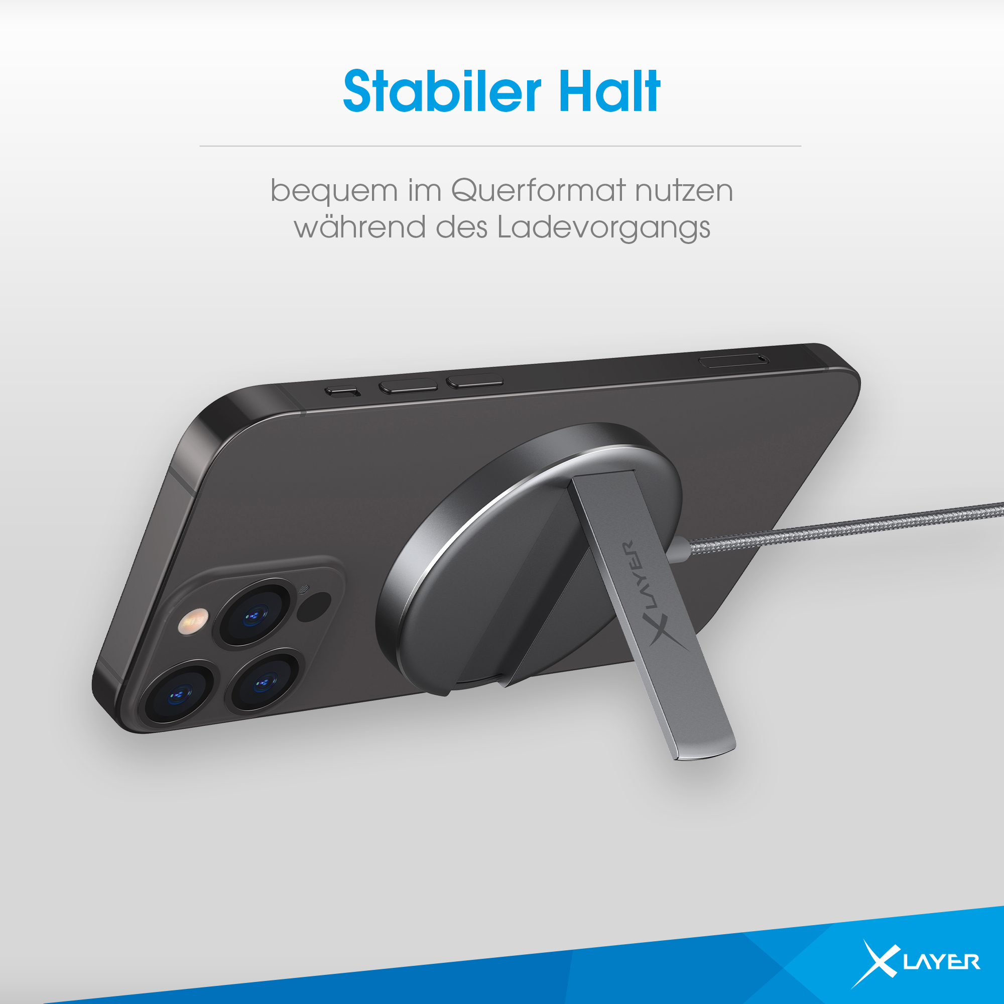XLAYER MagFix Pro Magsafe StandBy iOS 17 Ladegerät Apple, Spacegrey