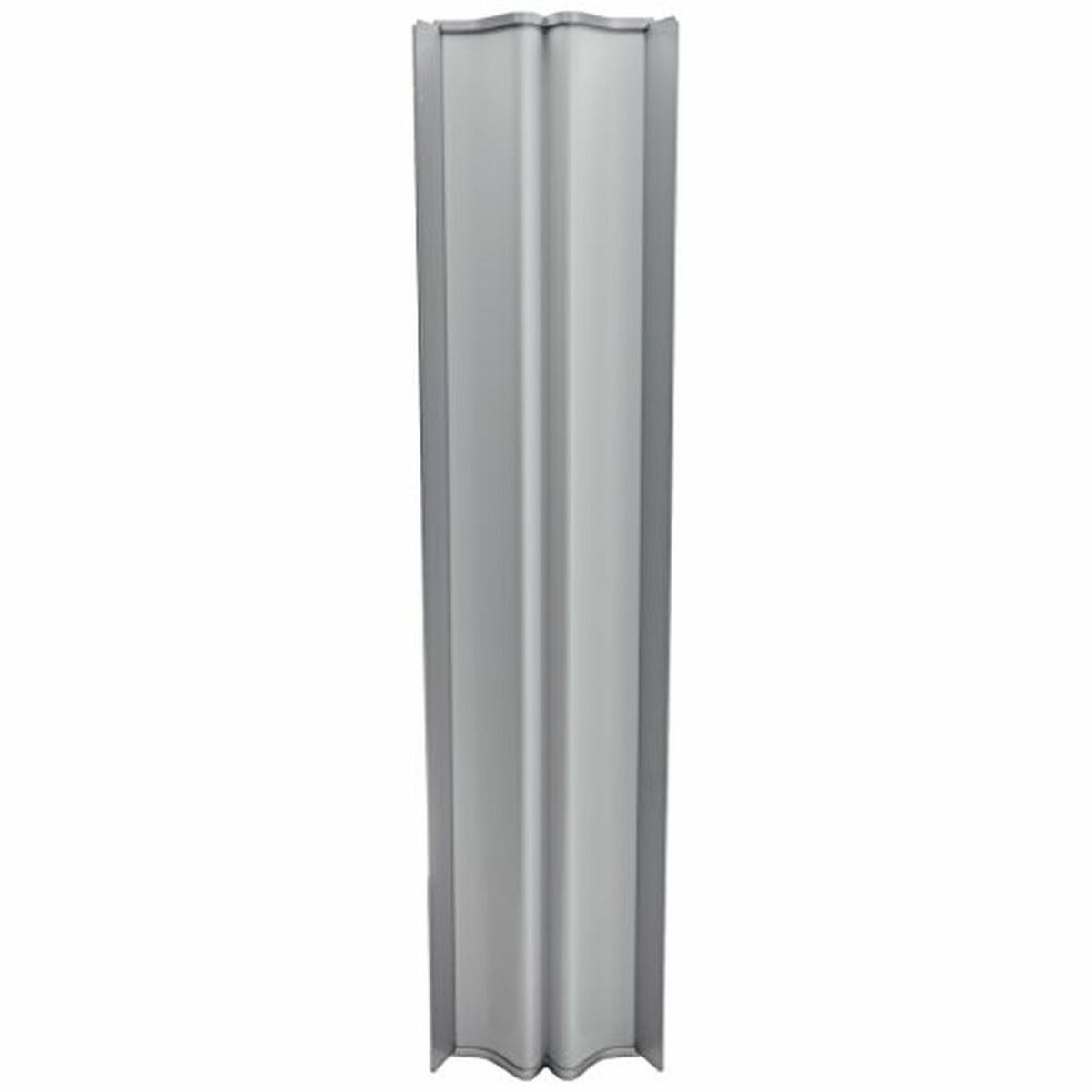 Wysoki, biały, żłobiony panel ze srebrną ramą, widoczny na białym tle.